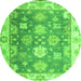 Round Oriental Green Traditional Rug, abs4597grn