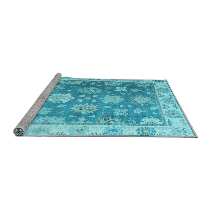 Sideview of Machine Washable Oriental Light Blue Traditional Rug, wshabs4597lblu