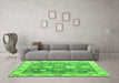 Machine Washable Oriental Green Traditional Area Rugs in a Living Room,, wshabs4597grn