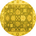 Round Oriental Yellow Traditional Rug, abs4597yw