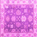 Square Machine Washable Oriental Pink Traditional Rug, wshabs4597pnk