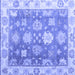 Square Machine Washable Oriental Blue Traditional Rug, wshabs4597blu