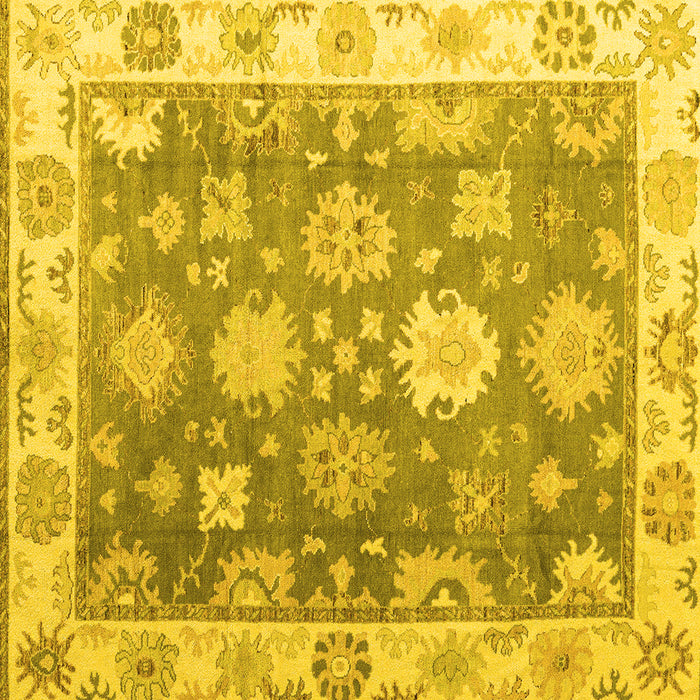 Square Machine Washable Oriental Yellow Traditional Rug, wshabs4597yw