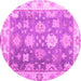 Round Oriental Pink Traditional Rug, abs4597pnk