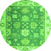Round Machine Washable Oriental Green Traditional Area Rugs, wshabs4597grn