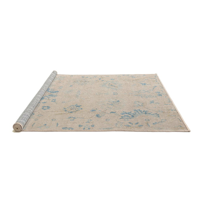 Sideview of Machine Washable Abstract Wheat Beige Rug, wshabs4598