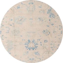 Round Abstract Wheat Beige Oriental Rug, abs4598