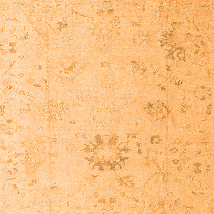Square Oriental Orange Traditional Rug, abs4598org