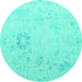 Round Oriental Turquoise Traditional Rug, abs4598turq