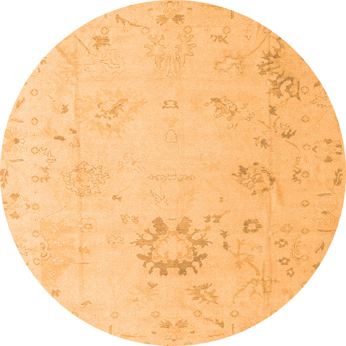 Round Oriental Orange Traditional Rug, abs4598org