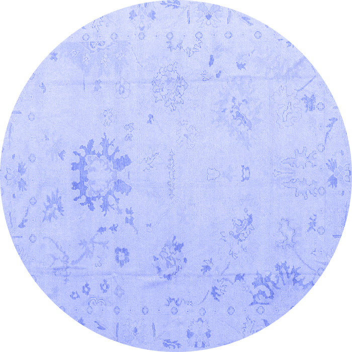 Round Machine Washable Oriental Blue Traditional Rug, wshabs4598blu