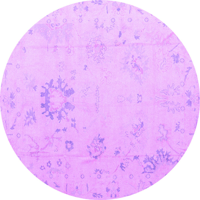 Round Machine Washable Oriental Purple Traditional Area Rugs, wshabs4598pur