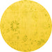 Round Machine Washable Oriental Yellow Traditional Rug, wshabs4598yw