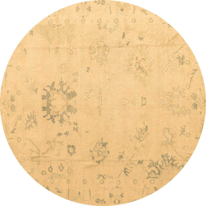 Round Machine Washable Oriental Brown Traditional Rug, wshabs4598brn