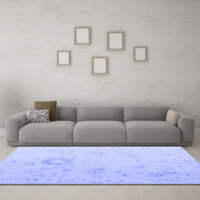 Machine Washable Oriental Blue Traditional Rug in a Living Room, wshabs4598blu