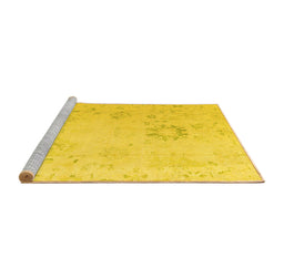 Sideview of Machine Washable Oriental Yellow Traditional Rug, wshabs4598yw