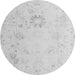 Round Machine Washable Oriental Gray Traditional Rug, wshabs4598gry