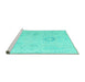 Sideview of Machine Washable Oriental Turquoise Traditional Area Rugs, wshabs4598turq