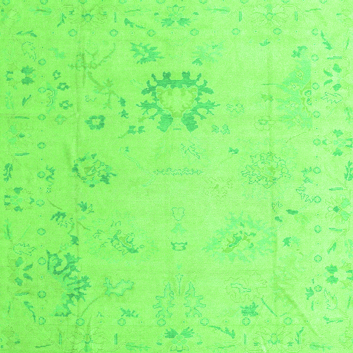 Square Machine Washable Oriental Green Traditional Area Rugs, wshabs4598grn