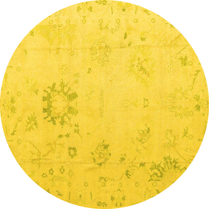 Round Oriental Yellow Traditional Rug, abs4598yw