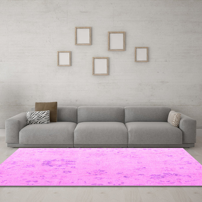 Machine Washable Oriental Pink Traditional Rug in a Living Room, wshabs4598pnk