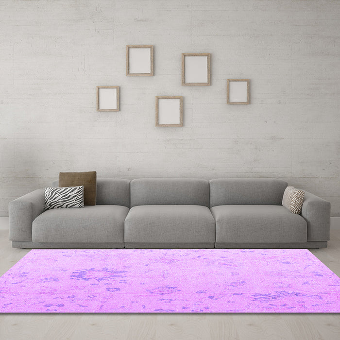Machine Washable Oriental Purple Traditional Area Rugs in a Living Room, wshabs4598pur