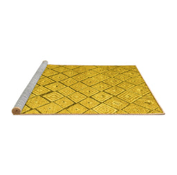 Sideview of Machine Washable Abstract Yellow Modern Rug, wshabs4599yw