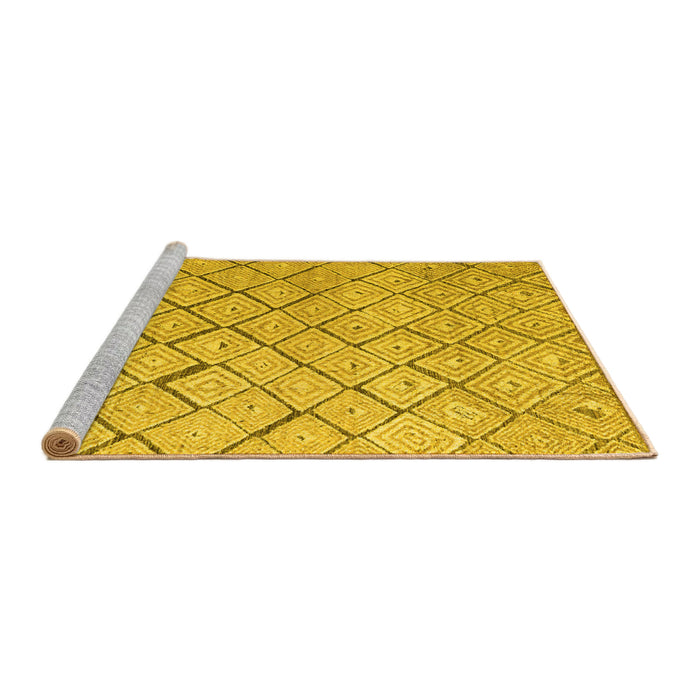 Sideview of Machine Washable Abstract Yellow Modern Rug, wshabs4599yw
