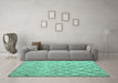 Machine Washable Abstract Turquoise Modern Area Rugs in a Living Room,, wshabs4599turq