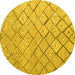 Round Machine Washable Abstract Yellow Modern Rug, wshabs4599yw