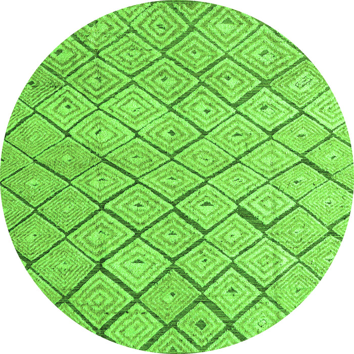 Round Machine Washable Abstract Green Modern Area Rugs, wshabs4599grn