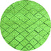 Round Machine Washable Abstract Green Modern Area Rugs, wshabs4599grn