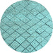 Round Abstract Light Blue Modern Rug, abs4599lblu