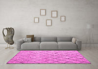 Machine Washable Abstract Pink Modern Rug, wshabs4599pnk