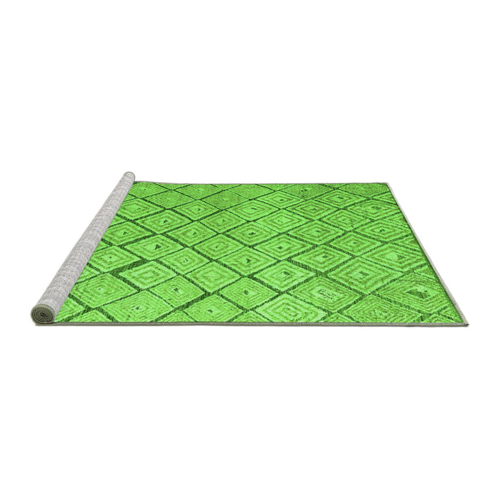 Sideview of Machine Washable Abstract Green Modern Area Rugs, wshabs4599grn