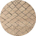 Round Abstract Brown Modern Rug, abs4599