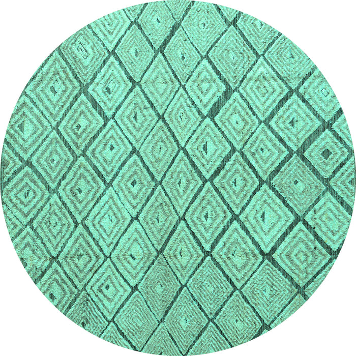 Round Abstract Turquoise Modern Rug, abs4599turq