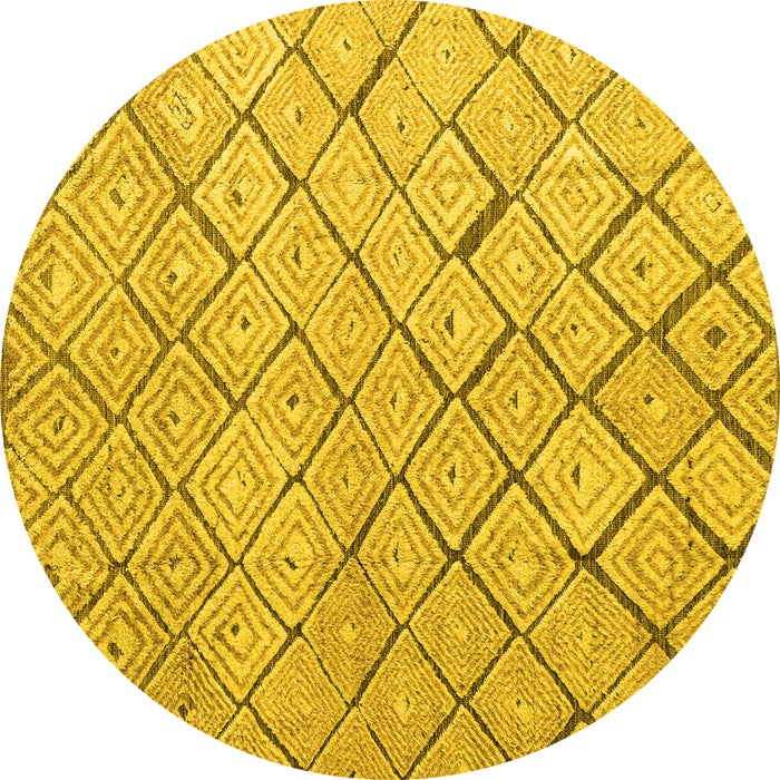 Round Abstract Yellow Modern Rug, abs4599yw