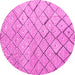 Round Machine Washable Abstract Pink Modern Rug, wshabs4599pnk