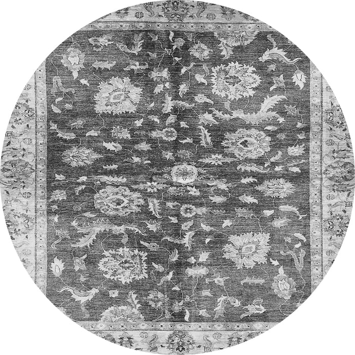 Round Oriental Gray Traditional Rug, abs459gry