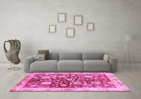 Machine Washable Oriental Pink Traditional Rug, wshabs459pnk