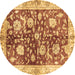 Round Oriental Brown Traditional Rug, abs459brn