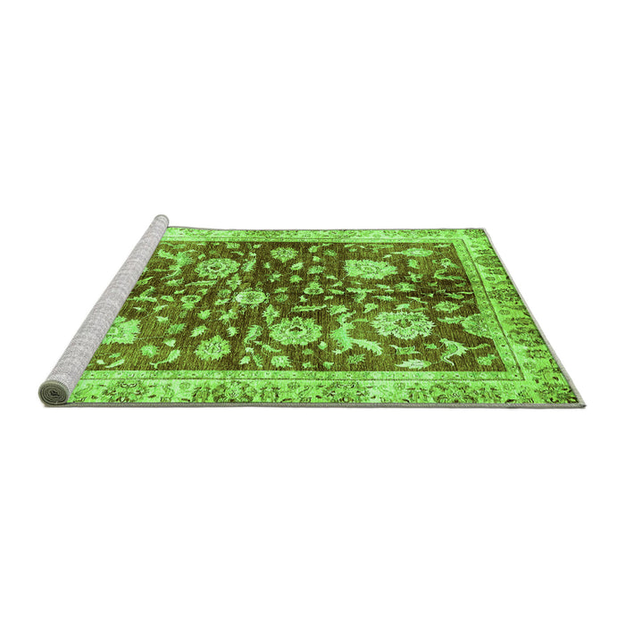 Sideview of Machine Washable Oriental Green Traditional Area Rugs, wshabs459grn