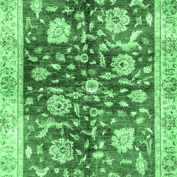Machine Washable Oriental Emerald Green Traditional Area Rugs, wshabs459emgrn