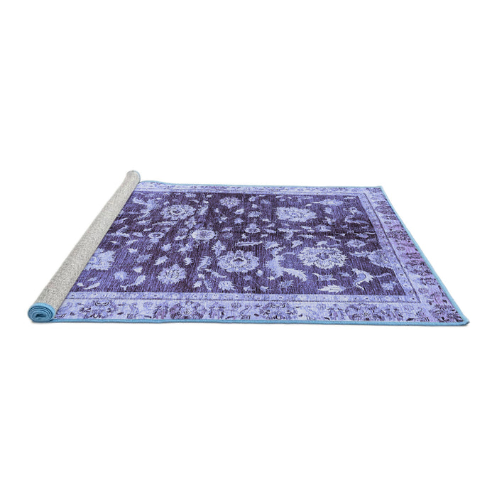 Sideview of Machine Washable Oriental Blue Traditional Rug, wshabs459blu