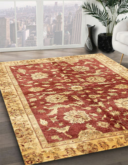 Machine Washable Abstract Chrome Gold Yellow Rug in a Family Room, wshabs459