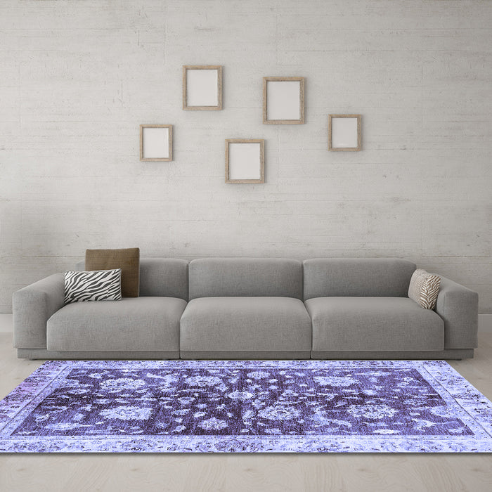 Machine Washable Oriental Blue Traditional Rug in a Living Room, wshabs459blu