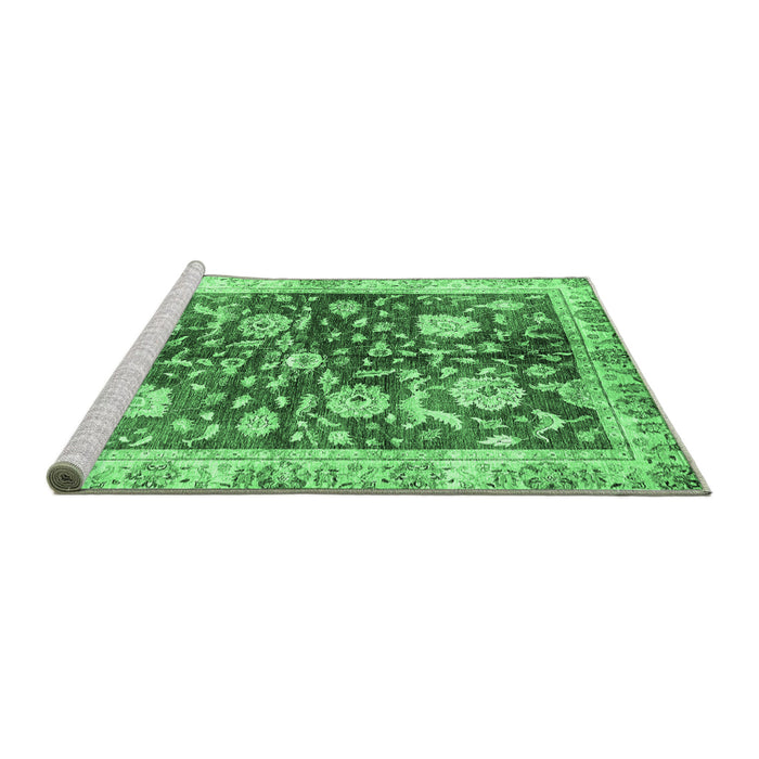 Sideview of Machine Washable Oriental Emerald Green Traditional Area Rugs, wshabs459emgrn