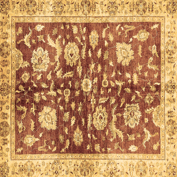 Square Oriental Brown Traditional Rug, abs459brn