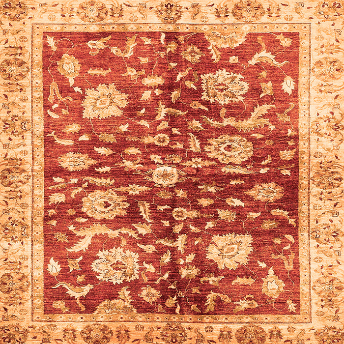 Square Machine Washable Oriental Orange Traditional Area Rugs, wshabs459org